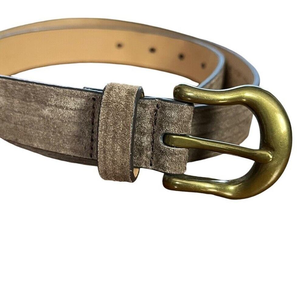 Liz Claiborne Womens Leather Suede Adjustable 1" Belt Brass Buckle sz L 33-37"